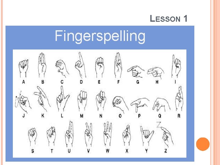 LESSON 1 Fingerspelling 
