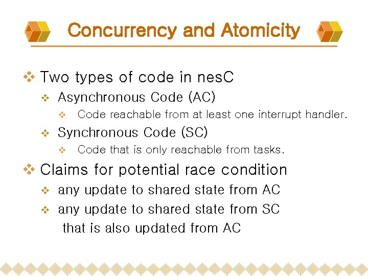 Concurrency and Atomicity v Two types of code in nes. C v Asynchronous Code Concurrency and Atomicity v Two types of code in nes. C v Asynchronous Code