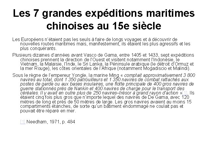 Les 7 grandes expéditions maritimes chinoises au 15 e siècle Les Européens n’étaient pas