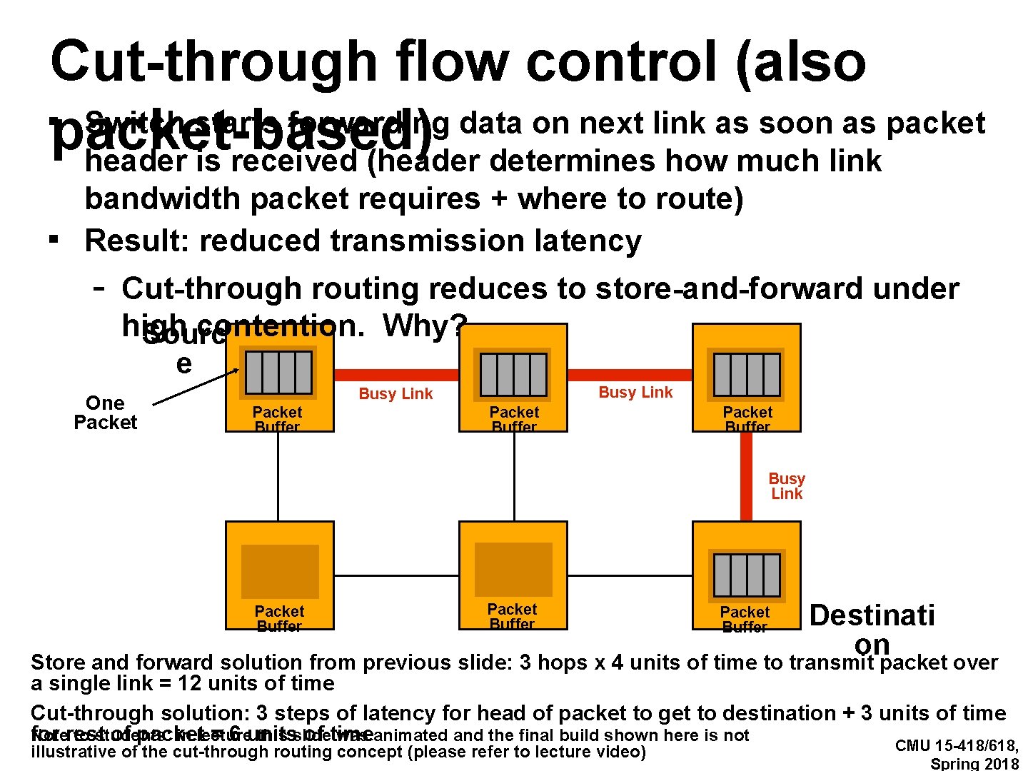 Cut-through flow control (also ▪packet-based) Switch starts forwarding data on next link as soon