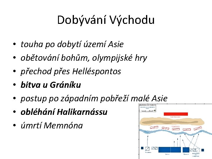 Dobývání Východu • • touha po dobytí území Asie obětování bohům, olympijské hry přechod