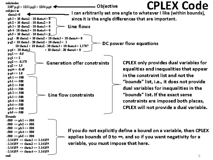 CPLEX Code minimize 1307 pg 1 + 1211 pg 2 + 1254 pg 4