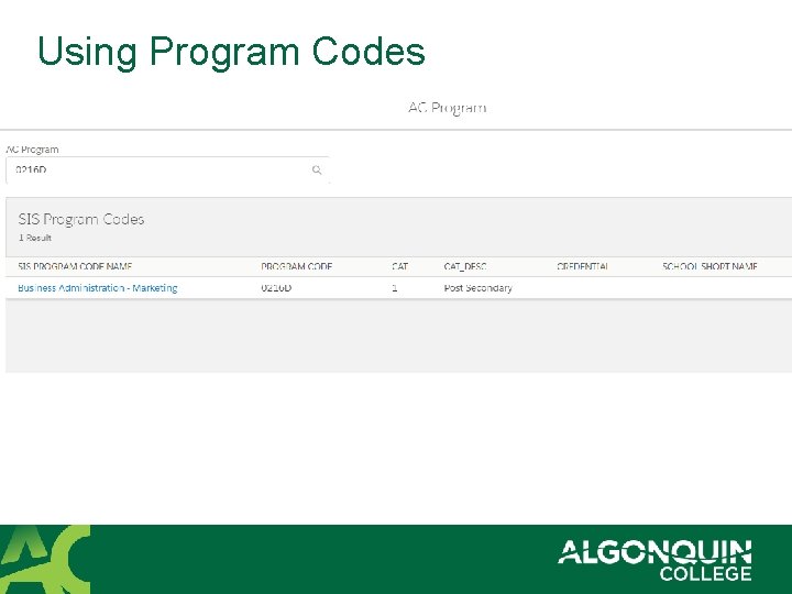 Using Program Codes 