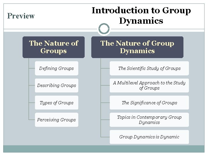 Introduction to Group Dynamics Preview The Nature of Groups The Nature of Group Dynamics