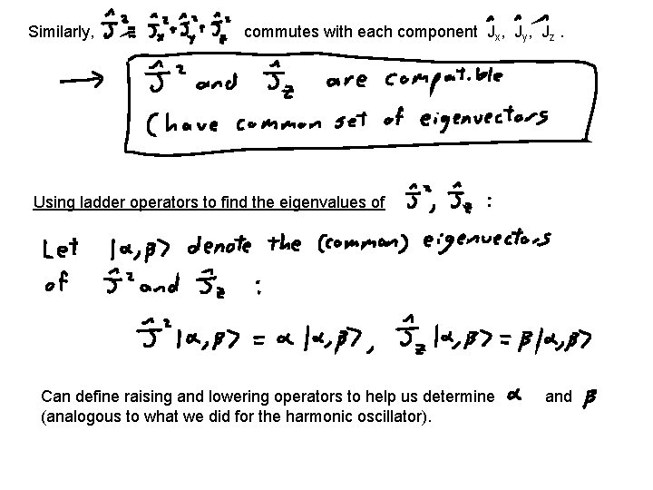 Similarly, commutes with each component Jx, Jy, Jz. Using ladder operators to find the