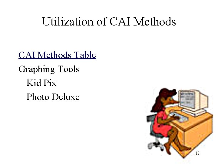 Utilization of CAI Methods Table Graphing Tools Kid Pix Photo Deluxe 12 
