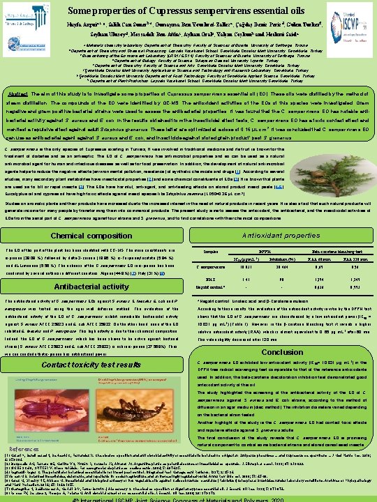 Some properties of Cupressus sempervirens essential oils Hayfa Arguia, c, *, Salih Can Suner