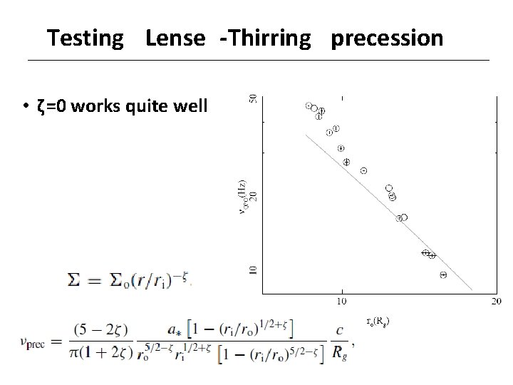 Testing Lense -Thirring precession • ζ=0 works quite well Testing Lense -Thirring precession • ζ=0 works quite well