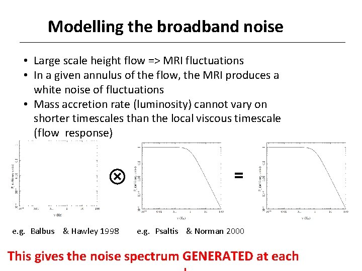 Modelling the broadband noise × • Large scale height flow => MRI fluctuations •