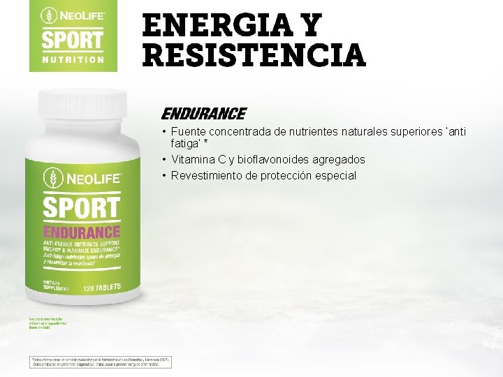  • Fuente concentrada de nutrientes naturales superiores ‘anti fatiga’ * • Vitamina C