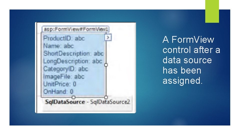 A Form. View control after a data source has been assigned. 