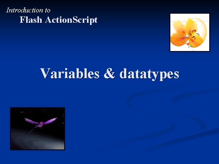 Introduction to Flash Action. Script Variables & datatypes 