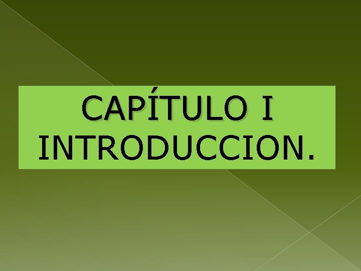 CAPÍTULO I INTRODUCCION. 