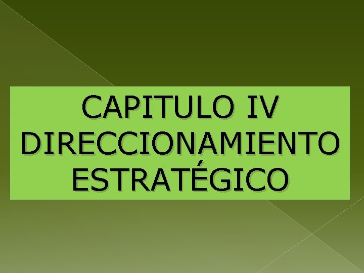 CAPITULO IV DIRECCIONAMIENTO ESTRATÉGICO 