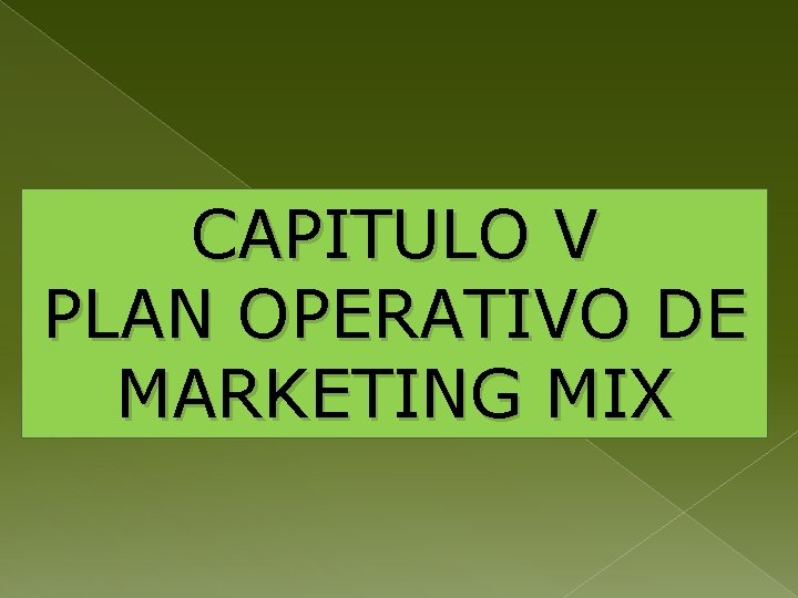 CAPITULO V PLAN OPERATIVO DE MARKETING MIX 