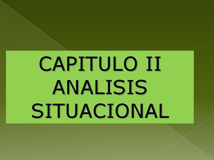 CAPITULO II ANALISIS SITUACIONAL 