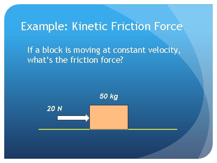 Example: Kinetic Friction Force If a block is moving at constant velocity, what’s the