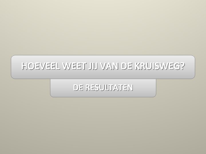 HOEVEEL WEET JIJ VAN DE KRUISWEG? DE RESULTATEN 