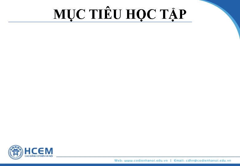 MỤC TIÊU HỌC TẬP 