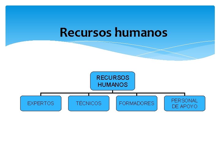 Recursos humanos RECURSOS HUMANOS EXPERTOS TÉCNICOS FORMADORES PERSONAL DE APOYO 