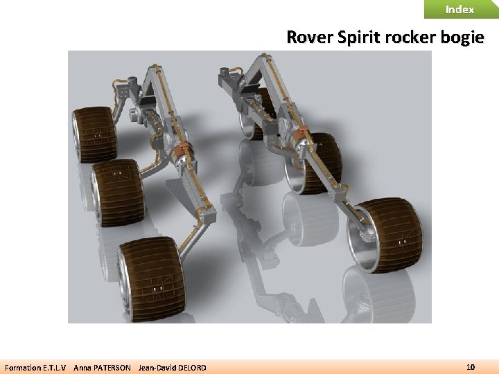 Index Rover Spirit rocker bogie Formation E. T. L. V Anna PATERSON Jean-David DELORD