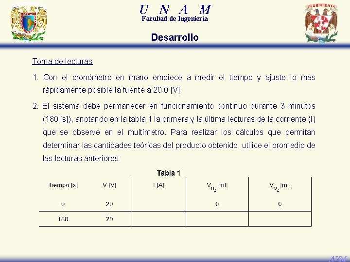 U N A M Facultad de Ingeniería Desarrollo Toma de lecturas 1. Con el