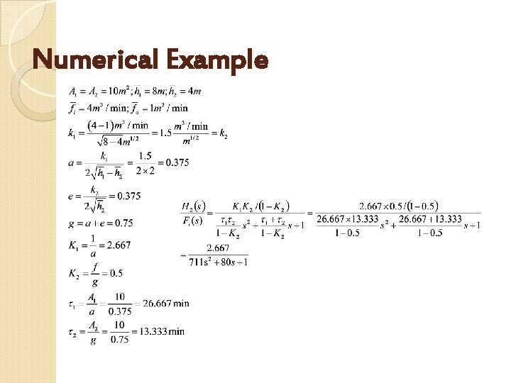 Numerical Example 