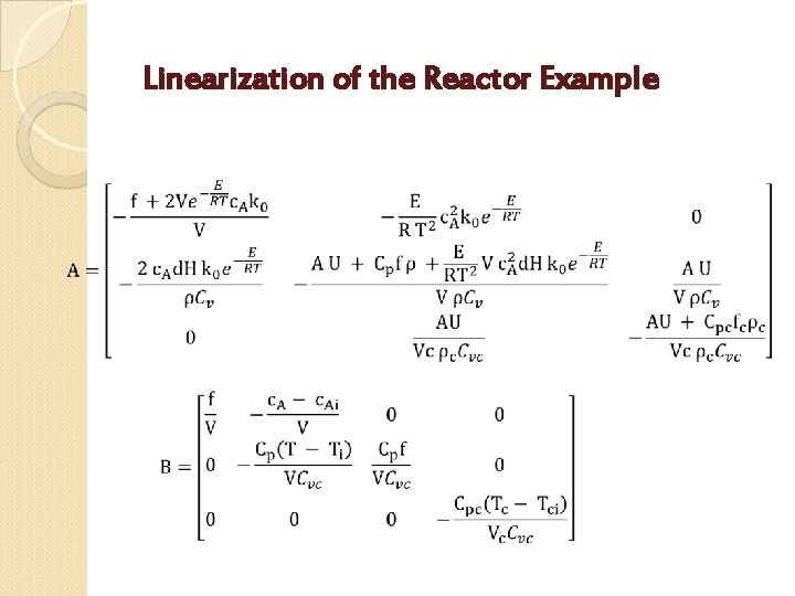 Linearization of the Reactor Example 
