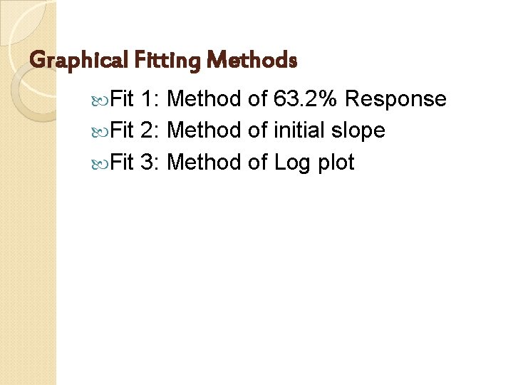 Graphical Fitting Methods Fit 1: Method of 63. 2% Response Fit 2: Method of