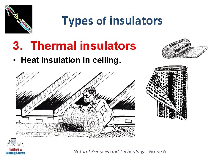 Types of insulators 3. Thermal insulators • Heat insulation in ceiling. Natural Sciences and