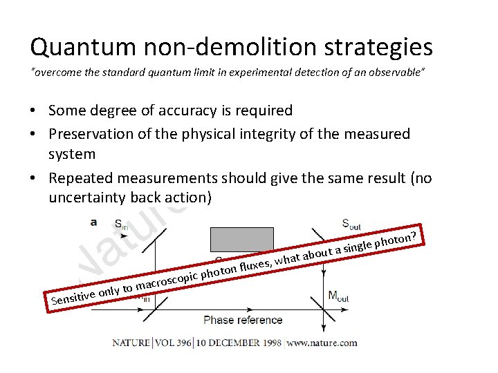 Quantum non-demolition strategies “overcome the standard quantum limit in experimental detection of an observable”