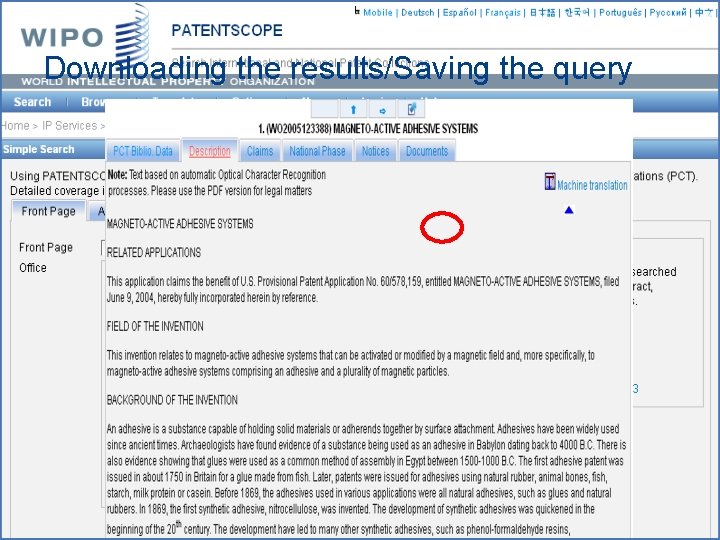 Downloading the results/Saving the query 