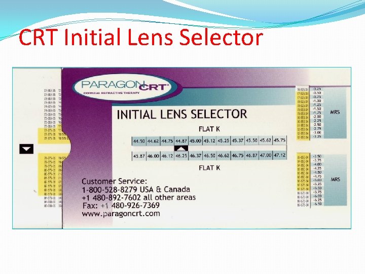 CRT Initial Lens Selector 