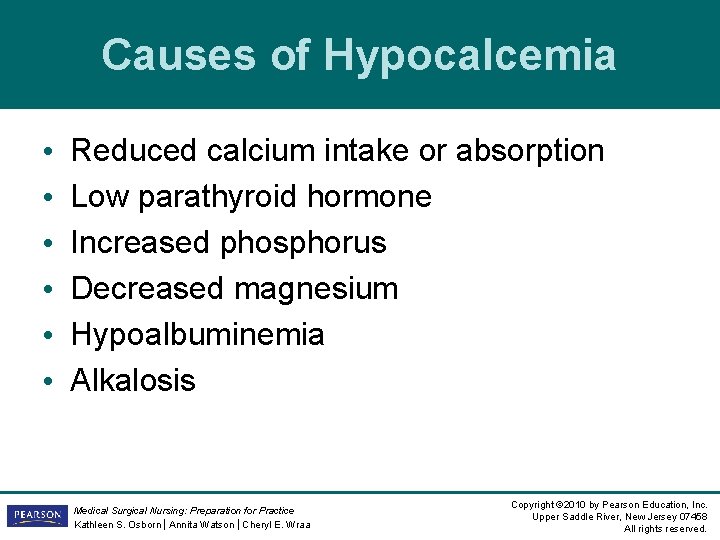 Causes of Hypocalcemia • • • Reduced calcium intake or absorption Low parathyroid hormone Causes of Hypocalcemia • • • Reduced calcium intake or absorption Low parathyroid hormone