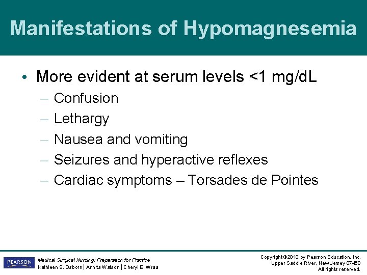 Manifestations of Hypomagnesemia • More evident at serum levels <1 mg/d. L – – Manifestations of Hypomagnesemia • More evident at serum levels <1 mg/d. L – –