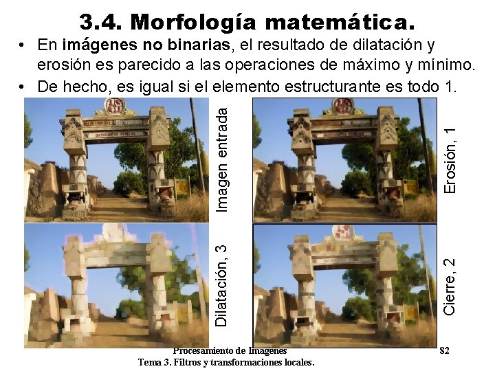 3. 4. Morfología matemática. Procesamiento de Imágenes Tema 3. Filtros y transformaciones locales. Erosión,