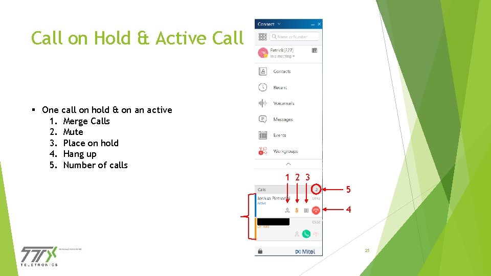 Call on Hold & Active Call § One call on hold & on an