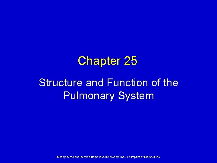 Chapter 25 Structure and Function of the Pulmonary System Mosby items and derived items