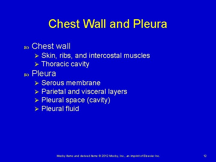 Chest Wall and Pleura Chest wall Ø Ø Skin, ribs, and intercostal muscles Thoracic