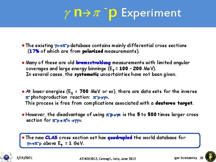 g n p p Experiment · The existing gn p-p database contains mainly differential g n p p Experiment · The existing gn p-p database contains mainly differential