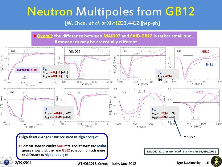 Neutron Multipoles from GB 12 [W. Chen, et al, ar. Xiv: 1203. 4412 [hep-ph]