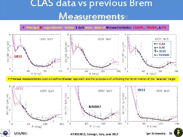 CLAS data vs previous Brem Measurements [W. Chen, et al, ar. Xiv: 1203. 4412 CLAS data vs previous Brem Measurements [W. Chen, et al, ar. Xiv: 1203. 4412