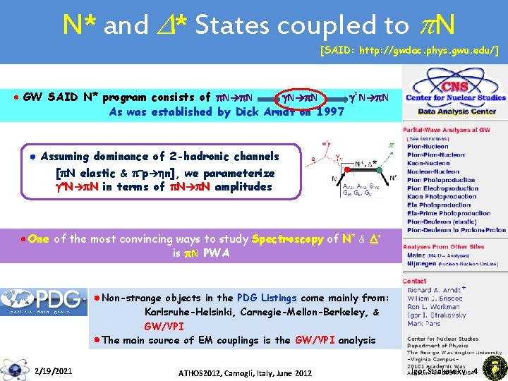 N* and D* States coupled to p. N [SAID: http: //gwdac. phys. gwu. edu/]