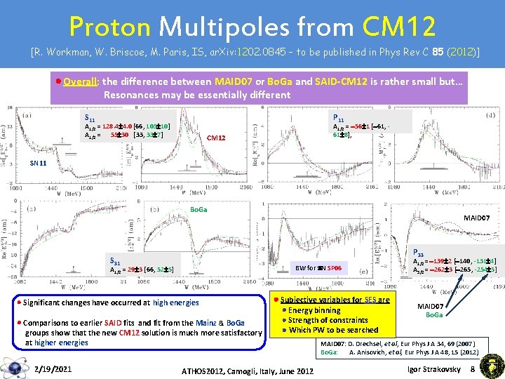 Proton Multipoles from CM 12 [R. Workman, W. Briscoe, M. Paris, IS, ar. Xiv: Proton Multipoles from CM 12 [R. Workman, W. Briscoe, M. Paris, IS, ar. Xiv: