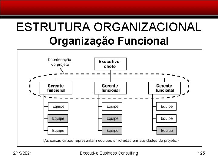 ESTRUTURA ORGANIZACIONAL Organização Funcional 2/19/2021 Executive Business Consulting 125 