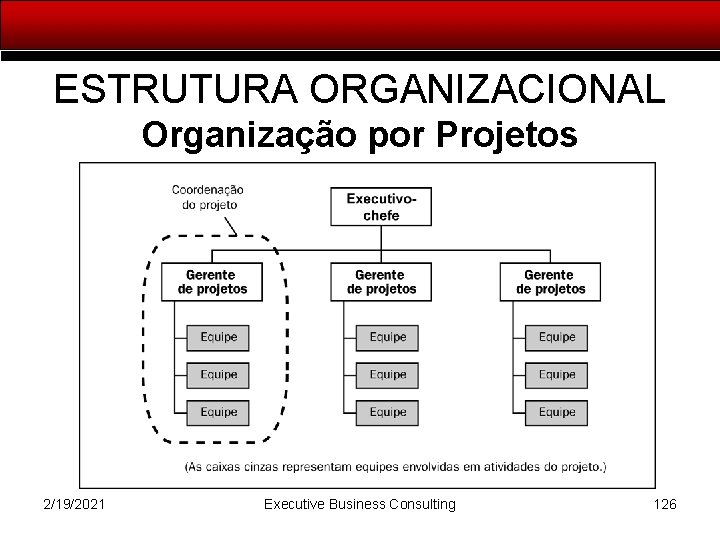 ESTRUTURA ORGANIZACIONAL Organização por Projetos 2/19/2021 Executive Business Consulting 126 