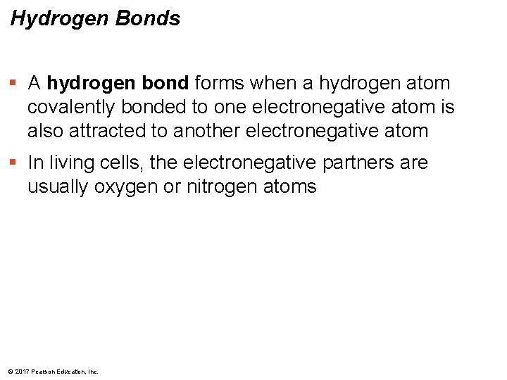 Hydrogen Bonds § A hydrogen bond forms when a hydrogen atom covalently bonded to Hydrogen Bonds § A hydrogen bond forms when a hydrogen atom covalently bonded to