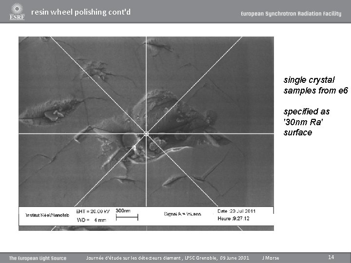 resin wheel polishing cont'd Etienne Bustarret, Insitut Néel, CNRS, Grenoble single crystal samples from