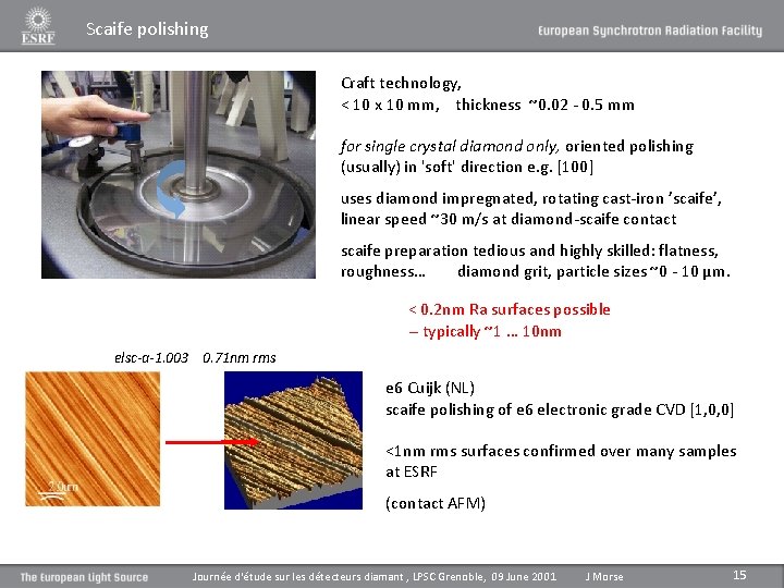 Scaife polishing Craft technology, < 10 x 10 mm, thickness ~0. 02 - 0.