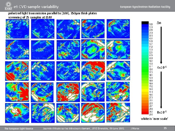 e 6 CVD sample variability polarized light transmission parallel to [100], 350µm thick plates